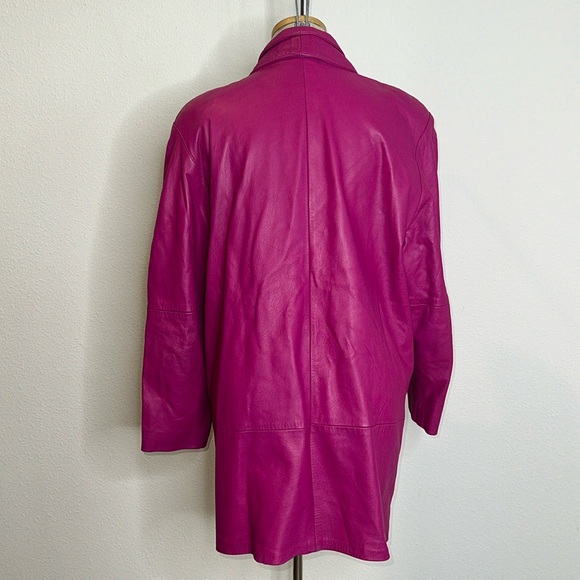 🔹 Dero Enterprises By Rocco New York Vintage Fuschia Pink Leather Jacket - Picture 2 of 7